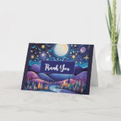 Whimsical Night Big Moon Landschaft Danke Karte (Vorderseite)