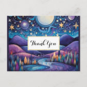Whimsical Night Big Moon Landschaft Danke Postkarte (Vorderseite)