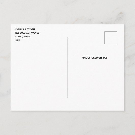 Whimsical Night Big Moon Landschaft Hochzeit Ankündigungspostkarte (Rückseite)