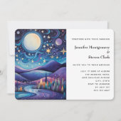 Whimsical Night Big Moon Landschaft Hochzeit Einladung (Vorderseite)