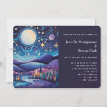 Whimsical Night Big Moon Landschaft Hochzeit
