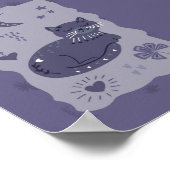Whimsical Night Cat Volkskunstposter Poster (Ecke)