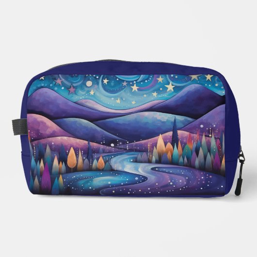 Whimsical Night - Fluss, Bäume und Berge Waschbeutel (Vorderseite)