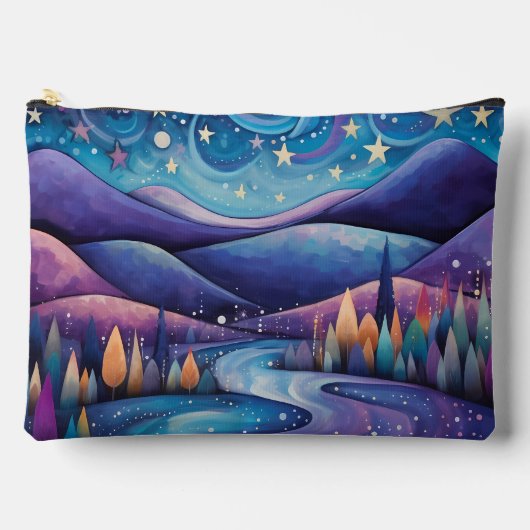 Whimsical Night - Fluss, Bäume und Berge Zubehörtasche (Vorderseite)