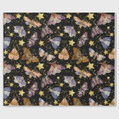 Whimsical Night Moth Butterfells Imitate Gold Star Geschenkpapier (Flach)