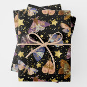 Whimsical Night Moth Butterfells Imitate Gold Star Geschenkpapier Set (Beispiel)