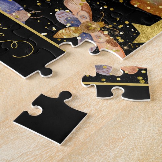 Whimsical Night Moth Butterfets Glitzer Star Name Puzzle (Seite)