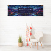 Whimsical Night Mountains and Trees Landschaft Banner (Insitu)