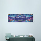 Whimsical Night Mountains and Trees Landschaft Banner (Messeveranstaltung)