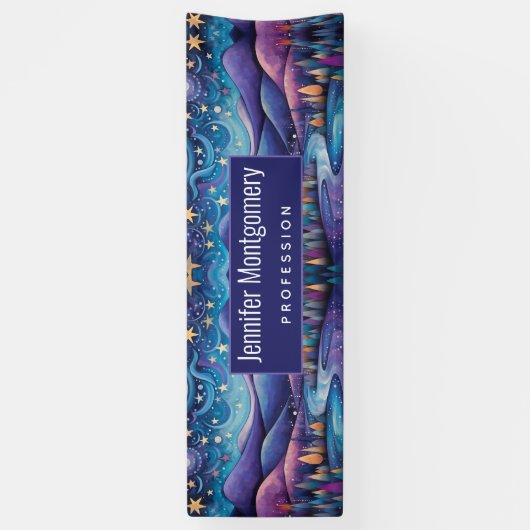 Whimsical Night Mountains and Trees Landschaft Banner (Vertikal)