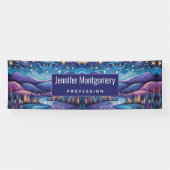 Whimsical Night Mountains and Trees Landschaft Banner (Horizontal)