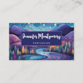 Whimsical Night Mountains and Trees Landschaft Visitenkarte (Vorderseite)