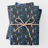 Whimsical Night Owl Muster - Bezaubernder Wald Geschenkpapier Set (Beispiel)