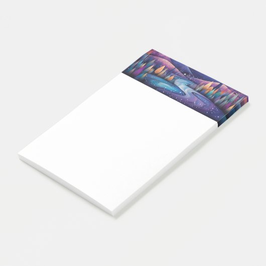 Whimsical Night River, Bäume und Berge Post-it Klebezettel (angewinkelt)