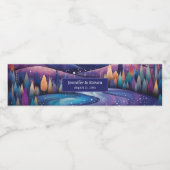 Whimsical Night - River, Trees and Hills Wedding Wasserflaschenetikett (Einzelnes Label)