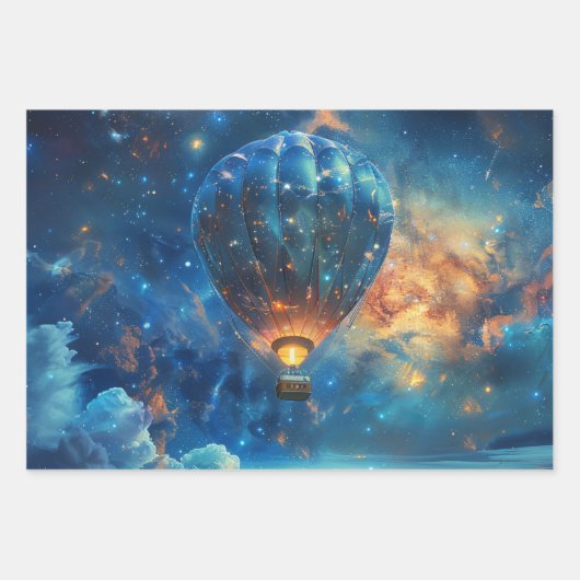 Whimsical Night Sky Hot Air Ballonfahrt Geschenkpapier Set (Vorderseite 2)