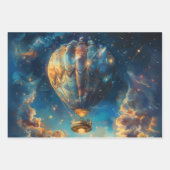Whimsical Night Sky Hot Air Ballonfahrt Geschenkpapier Set (Vorderseite)