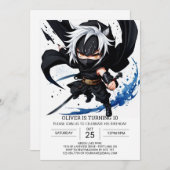 Whimsical Ninja Martial Arts Geburtstag Einladung (Vorne/Hinten)