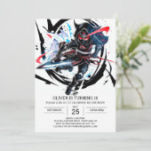 Whimsical Ninja Überraschung Geburtstag Einladung (Stehend Vorderseite)