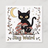 Whimsical noir cat framed by red mushrooms and pal begleitkarte (Vorderseite)