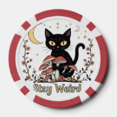 Whimsical noir cat framed by red mushrooms and pal pokerchips (Rückseite)