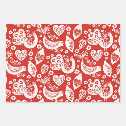 Whimsical Nordic Christmas Birds Geschenkpapier Set (Vorderseite 2)