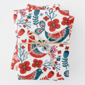 Whimsical Nordic Christmas Birds Geschenkpapier Set (Beispiel)