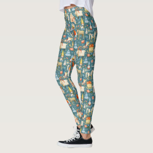 Whimsical Nordic Christmas Gnomes mit Tieren Leggings