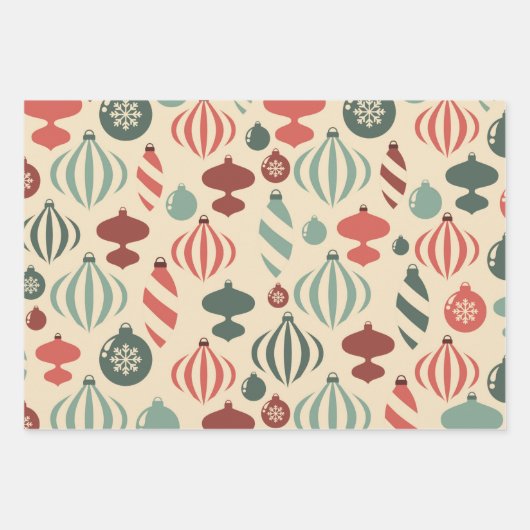 Whimsical Nordic Christmas Ornaments Geschenkpapier Set (Vorderseite)