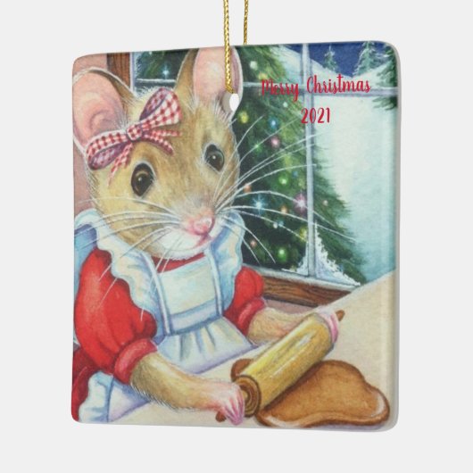 Whimsical North Pole Gingerbread Baker Mouse Art Keramikornament (Links)