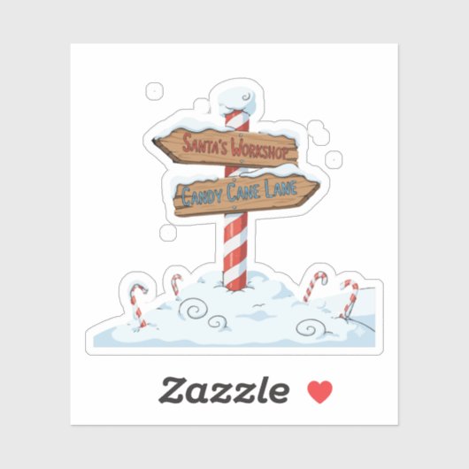 Whimsical North Pole Sign Santa's Workshop & Candy Aufkleber (Blatt)