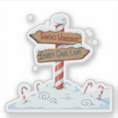 Whimsical North Pole Sign Santa's Workshop & Candy Aufkleber (Vorderseite)