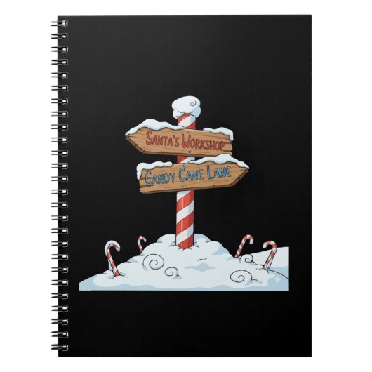 Whimsical North Pole Sign Santa's Workshop & Candy Notizblock (Vorderseite)