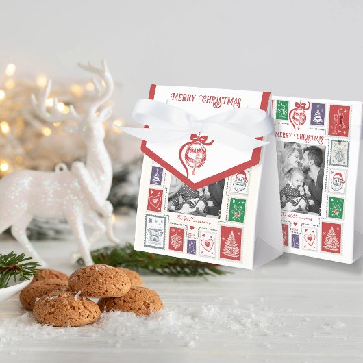Whimsical Nostalgia Retro Briefmarke Weihnachten F Geschenkschachtel