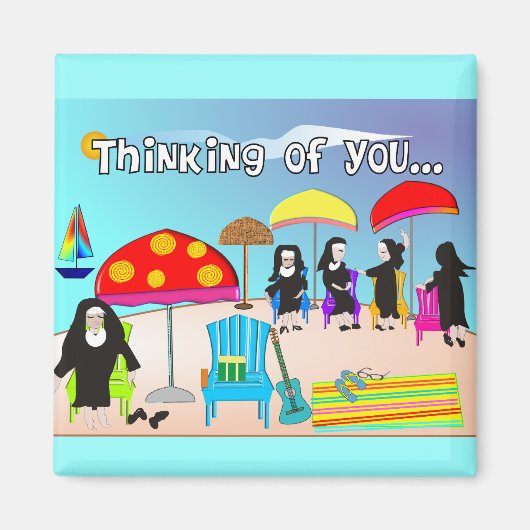 Whimsical Nun Art Gifts & Cards Magnet (Vorne)
