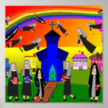 Whimsical Nuns Leinwand Art "Flying Nuns"
