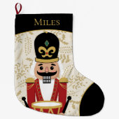 Whimsical Nutcracker Black und Beige Großer Weihnachtsstrumpf (Vorderseite)