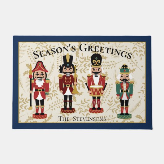 Whimsical Nutcracker Blue und Beige Fußmatte (Vorderseite)