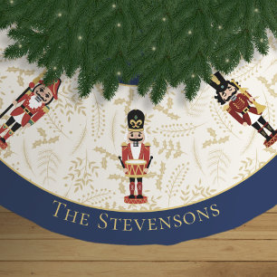 Whimsical Nutcracker Blue und Beige Weihnachten Polyester Weihnachtsbaumdecke
