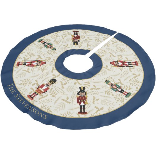 Whimsical Nutcracker Blue und Beige Weihnachten Polyester Weihnachtsbaumdecke (Schrägansicht)