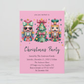 Whimsical Nutcracker& Christmas Tree Holiday Party Einladung (Stehend Vorderseite)