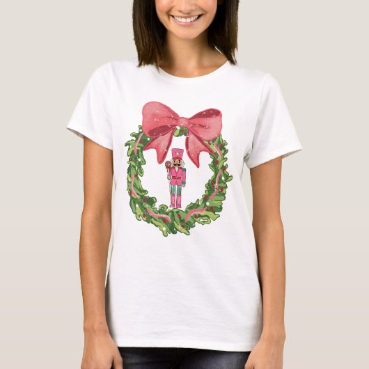 Whimsical Nutcracker Christmas Wreath T-Shirt (Vorderseite)
