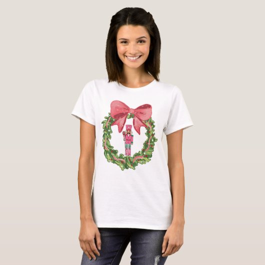 Whimsical Nutcracker Christmas Wreath T-Shirt (Vorne ganz)