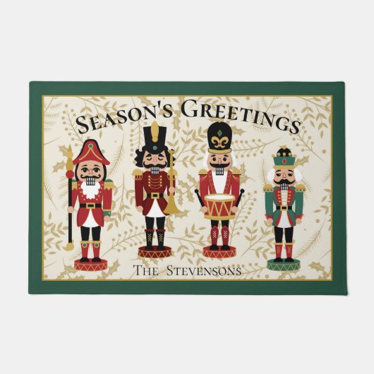 Whimsical Nutcracker Green und Beige Fußmatte (Vorderseite)
