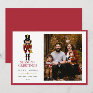 Whimsical Nutcracker in Red Flat Holiday Card Feiertagskarte