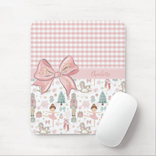 Whimsical Nutcracker Pastell Pink Weihnachtsballet Mousepad