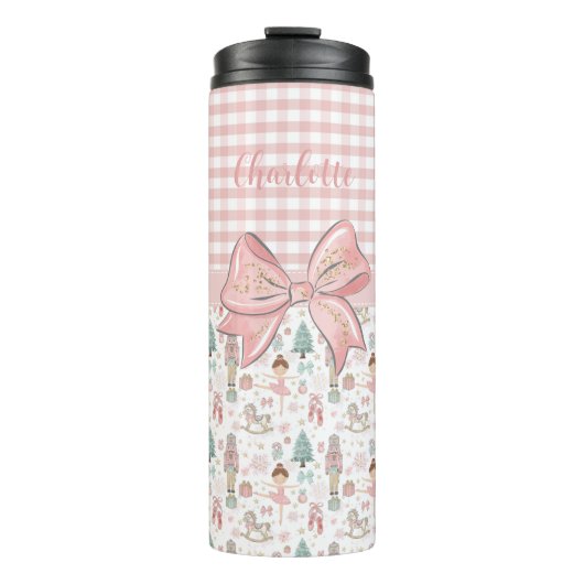 Whimsical Nutcracker Pastell Pink Weihnachtsballet Thermosbecher (Vorderseite)