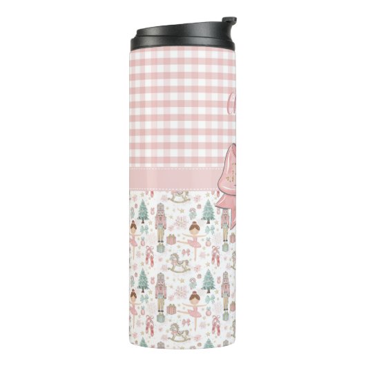 Whimsical Nutcracker Pastell Pink Weihnachtsballet Thermosbecher (Nach links gedreht)