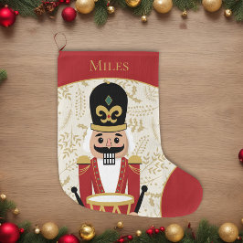 Whimsical Nutcracker Red und Beige Großer Weihnachtsstrumpf
