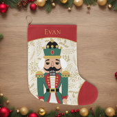 Whimsical Nutcracker Red und Beige Großer Weihnachtsstrumpf